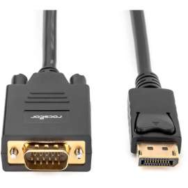 Rocstor DisplayPort to VGA Adapter Converter Cable, M/M, 10 ft DisplayPort/VGA Video Cable for Video Device, Notebook, Computer, Projector, TV, Monitor, Desktop Computer, First End: 1 x 20-pin DisplayPort Digital Audio/Video, Male