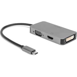 Rocstor Premium USB-C Multiport Hub 3-in-1, HDMI, VGA or DVI Adapter, 1 Pack, 1 x USB Type C, Male, 1 x HDMI Digital Audio/Video, 1 x 15-Pin HD-15 VGA, 1 x DVI Digital Video