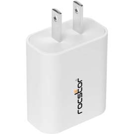 Rocstor 20W Smart USB-C Power Adapter, For Apple iPhone 8, 10, 11, 12, & 13, iPad Pro, iPad Air, or any USB-C enabled device up to 20W charging, Fast Wall Charger PD3.0, UL & FCC/CE Certified, White