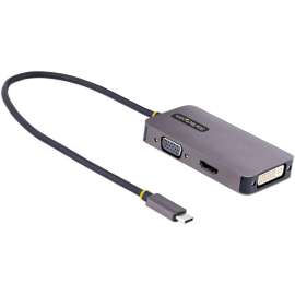 StarTech.com USB C Video Adapter, USB C to HDMI DVI VGA Adapter, 4K 60Hz, Aluminum, Video Display Adapter, USB Type C Travel Adapter, USB C to HDMI DVI VGA Adapter supports HDMI 2.0b (4K60Hz/HDR) ,  VGA/DVI-I (1080p) ,  HDCP 2.2/1.4, USB-C DP Alt-mode/Thu