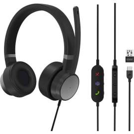 Lenovo Go Wired ANC Headset (Thunder Black), Stereo, USB Type C, USB Type A, Wired, 32 Ohm