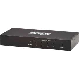Tripp Lite 4-Port HDMI Splitter, UHD 4K, International Plug Adapters, 3840 × 2160, 10 ft Maximum Operating Distance, 1 x HDMI In