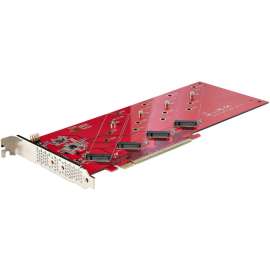StarTech.com Quad M.2 PCIe Adapter Card, x16 Quad NVMe or AHCI M.2 SSD to PCI Express 4.0, Up to 7.8GBps/Drive, For 2242/2260/2280/22110mm PCIe M-Key M2 SSDs, Bifurcation Required, PC/Linux Compatible, Quad M.2 PCIe Adapter Card enables installation of 4x