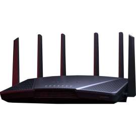 Synology RT6600ax Wi-Fi 6 IEEE 802.11ax Ethernet Wireless Router - Tri Band - 2.40 GHz ISM Band - 5 GHz UNII Band - 6 x Antenna - 825 MB/s Wireless Speed - 3 x Network Port - 2 x Broadband Port - USB - Gigabit Ethernet - VPN Supported - Desktop