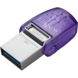 Kingston DataTraveler microDuo 3C USB Flash Drive, 128 GB, USB 3.2 (Gen 1) Type C, USB 3.2 (Gen 1) Type A, 200 MB/s Read Speed, Purple