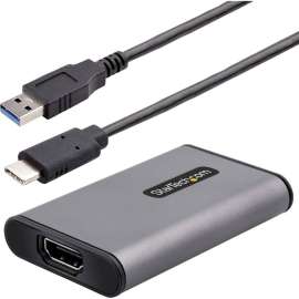 StarTech.com USB 3.0 HDMI Video Capture Device, 4K Video External USB Capture Card/Adapter, UVC Screen Recorder, works w/USB-A, USB-C, TB3, HDMI Video Capture Device records up to 4K 30Hz; 2ch 16bit PCM Audio; 32KHz/44.1KHz/48KHz sample rate; H.264/H.265