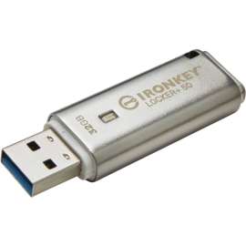 Kingston IronKey Locker+ 50 USB Flash Drive, 32 GB, USB 3.2 (Gen 1) Type A, 145 MB/s Read Speed, 115 MB/s Write Speed