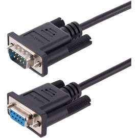 StarTech.com 3m RS232 Serial Null Modem Cable, Crossover Serial Cable w/Al-Mylar Shielding, DB9 Serial COM Port Cable Female to Male, F/M, 3m RS232 serial null modem DB9 male to female cable; 28 AWG tinned wires with aluminum mylar cable shielding and shi