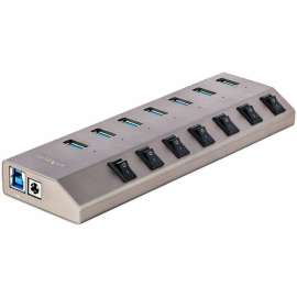 StarTech.com 7-Port Self-Powered USB-C Hub with Individual On/Off Switch, Desktop/Laptop USB-C to USB-A Hub, USB Type C Hub w/Power Supply, 7 port USB 3.2/3.1 Gen 1/3.0 5Gbps hub w/individual port switches, 7x USB Type-A ports, BC 1.2 1.5A (7.5W) of power