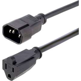 StarTech.com 3ft (1m) Power Extension Cord, IEC C14 to NEMA 5-15R, 10A 125V, 18AWG, Black, Outlet Extension Cable for Power Supplies, 3ft (1m) 18AWG AC power extension cable; Power supply extension cable IEC 60320 C14 to NEMA 5-15R; 125V at 10A; Fully mol
