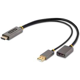 StarTech.com 1ft (30cm) HDMI to DisplayPort Adapter, 4K 60Hz HDR HDMI Source to DP Monitor, USB Bus Powered, HDMI 2.0 to DisplayPort 1.2, 1ft HDMI to DisplayPort Adapter converts and boosts any HDMI 2.0 source to a DP 1.2 output; Supports up to 3840x2160