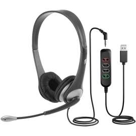Cyber Acoustics Stereo 3.5mm And USB Controller Headset, Stereo, Mini-phone (3.5mm), USB, Wired, 32 Ohm