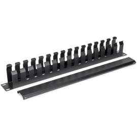 Rocstor 1U Horizontal Rack Server Cabinet Mount Cable Management - 1U Rack Height - 19" Panel Width - Cold Rolled Steel (CRS) - Keeps cables organized and will reduce cable clutter - Compatible with standard 19" racks. Cable manager tray - Black