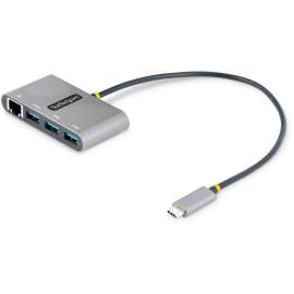 StarTech.com 3-Port USB-C Hub with Ethernet, 3x USB-A, Gigabit Ethernet, USB 3.0 5Gbps, Bus-Powered, Portable Laptop USB Type-C Hub w/ GbE, Portable Bus-Powered USB-C Expansion Hub with 3x USB-A ports and Gb Ethernet network (WoL/Jumbo Frames/V-LAN Taggin