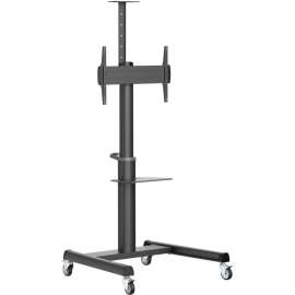 Tripp Lite Safe-IT Heavy-Duty Rolling Cart for 37" to 70" Displays, UL Certified, Antimicrobial Protection, 154 lb Capacity, 3" Caster Size, Aluminum, 40.6" Width x 38.8" Depth x 84.3" Height
