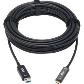 Tripp Lite USB-A to USB-C AOC Cable (M/M), USB 3.2 Gen 2 Plenum-Rated Fiber Active Optical, Data Only, Backward Compatible, Black, 10 m, 32.81 ft Fiber Optic Data Transfer Cable for Hard Drive, Surveillance Camera, Notebook, Desktop PC, Computer, Server, 