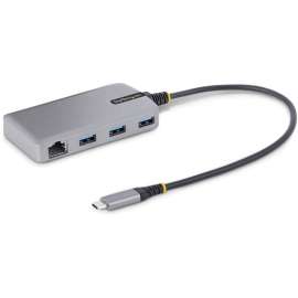 StarTech.com 3-Port USB-C Hub with Ethernet, 3x USB-A Ports, GbE, 5Gbps, Bus-Powered, 1ft/30cm Cable, Portable USB Type-C Expansion Hub, Portable Bus-Powered USB-C Expansion Hub/Gb Ethernet Adapter (WoL/Jumbo Frames/V-LAN Tagging) for laptop/desktop, 3-Po