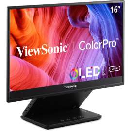 ViewSonic VP16-OLED 15.6 Inch 1080p Portable OLED Monitor with 2 Way Powered 40W USB C, Pantone Validated, Factory Calibrated, Built in Ergonomic Stand with Protective Cover, 15.6 Inch OLED Portable Monitor, 1920 x 1080px Resolution, 1.07 Billion Colors, 