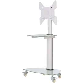 Tripp Lite Premier Rolling TV Cart for 32" to 55" Displays, Frosted Glass Base and Shelf, Locking Casters, White - 130 lb Capacity - 3" Caster Size - Glass, Steel - 4.7" Width x 1.8" Depth x 4.7" Height - Aluminum Frame - White