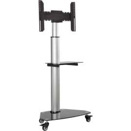 Tripp Lite Premier Rolling TV Cart for 37" to 70" Displays, Black Glass Base and Shelf, Locking Casters, 175 lb Capacity, 3" Caster Size, Glass, Steel, 31.5" Width x 19" Depth x 84.6" Height