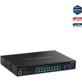 TRENDnet 10-Port Multi-Gig Web Smart PoE+ Switch, 8 x 2.5GBASE-T PoE+ Ports, 2 x 10G SFP+ Slots, Metal Housing, Managed Network Ethernet Switch, Lifetime Protection, Black, TPE-3102WS, 10 Ports, Manageable, 2.5 Gigabit Ethernet, 10 Gigabit Ethernet, 2.5GB