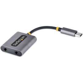 StarTech.com USB-C Headphone Splitter, USB Type C Dual Headset Adapter w/Mic Input, USB C to 3.5mm Audio Adapter/Earphone Dongle/Aux Jack, USB C headphone splitter converts USB type C port on laptops/phones/tablets into dual 3.5mm jack, Built-in 24-bit Di