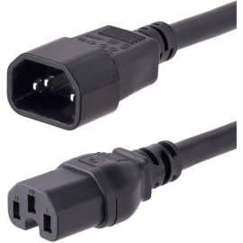 StarTech.com 10ft (3m) Heavy Duty Extension Cord, IEC C14 to IEC C15 Black Extension Cord, 15A 125V, 14AWG, Heavy Gauge Power Cable, 10ft (3m) Heavy duty extension cord w/ IEC 60320 C14 to C15 connectors; 125V at 15A (Max); Made with UL-listed components 