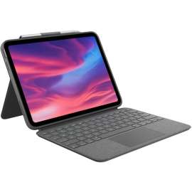 Logitech Combo Touch Keyboard/Cover Case (Folio) for 10.9" Apple, Logitech iPad (10th Generation) Tablet, Apple Pencil, Stylus, Oxford Gray, Scrape Resistant, Bump Resistant, Slip Resistant, Woven Fabric Exterior Material, 7.5" Height x 10" Width x 0.8" D