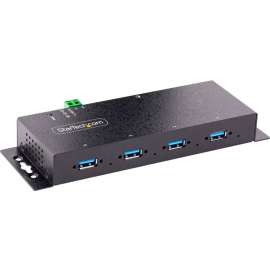 StarTech.com 4-Port Industrial USB 3.0 5Gbps Hub, Rugged USB Hub w/ ESD & Surge Protection, DIN/Wall/Desk Mountable, USB-A Expansion Hub, 4-port metal USB hub can withstand industrial environments, Locking USB-A ports, USB 3.2 Gen 1; Driverless, Multiport