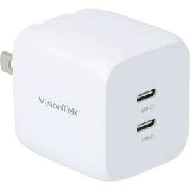 VisionTek 35W GaN II Power Adapter, 2 Port, 35 W, 120 V AC, 230 V AC Input, 3.3 V DC/3 A, 5 V DC, 9 V DC, 12 V DC, 15 V DC, 20 V DC, 11 V DC Output
