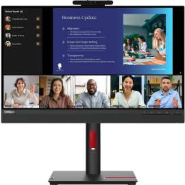 Lenovo ThinkVision T24v-30 23.8" Webcam Full HD LCD Monitor - 16:9 - Raven Black - 24" Class - In-plane Switching (IPS) Technology - 1920 x 1080 - 16.7 Million Colors - 250 Nit - 4 ms - 75 Hz Refresh Rate - HDMI - VGA - DisplayPort - USB Hub