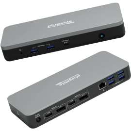 Plugable 12-in-1 Dual 4K USB C Docking Station, Works with Chromebook Certified, 60W Charging Dock, Compatible with ChromeOS, Windows, 2x HDMI and 2x DisplayPort, 1x Ethernet, 1x USB-C, 6x USB, Audio