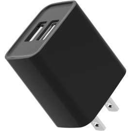 4XEM 12W Dual USB-A Wall Charger, Black, 1 Pack, 12 W, 120 V AC, 230 V AC Input