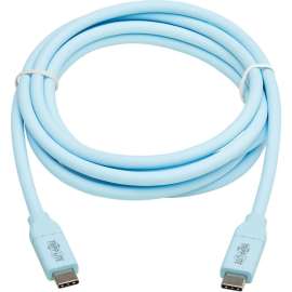 Tripp Lite Safe-IT USB-C Cable (M/M), Antibacterial, Ultra Flexible, 240W PD Charging, Light Blue, 6 ft. (1.8 m) - 6.60 ft USB-C Data Transfer Cable for MacBook Pro, Charger, Power Bank, Docking Station, Hub, iPad, iMac, Chromebook, Notebook, Comput