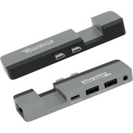 Plugable 5-In-1 Usb C Hub Multiport Adapter For Macbook Pro 14/16 Inch And Macbook Air M2, Designed For Magsafe - Supports Magsafe Charger, Includes 40Gbps, 100W Usb-C Pass-Through, Gigabit Ethernet, 2X Usb Ports, Audio