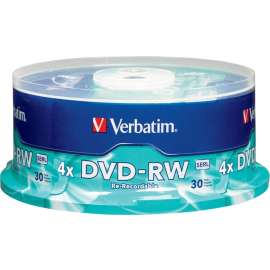 Verbatim DVD-RW 4.7GB 4X with Branded Surface, 30pk Spindle, 4.7GB, 30 Pack