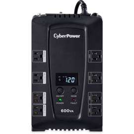 CyberPower CP600LCD Intelligent LCD UPS Systems, 600VA/340W, 120 VAC, NEMA 5-15P, Compact, 8 Outlets, LCD, PowerPanel Personal, $175000 CEG, 3YR Warranty