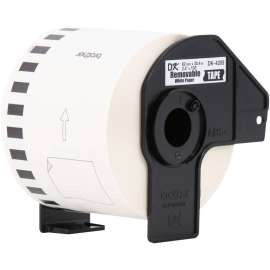 Brother DK4205, Black on White Removable Continuous Length Paper Tape, Removable Adhesive, 2.50" Width x 100 ft Length, Direct Thermal