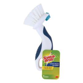 Scotch-Brite Hard Bristle 4 in. Plastic Handle Scrubber