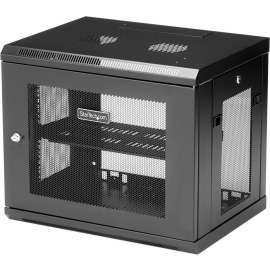 StarTech.com 2 Post 9U 19" Wall Mount Network Cabinet Adjustable 6-15"- Locking Vented IT Equipment/Switch Rack Enclosure /Shelf/Hook&Loop
