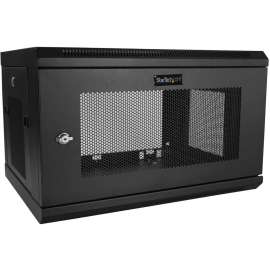 StarTech.com 2 Post 6U 19" Wall Mount Network Cabinet 15" Deep - Locking Vented IT Data Equipment/Switch Rack Enclosure w/Shelf/Hook&Loop