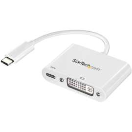StarTech.com USB C to DVI Adapter with 60W Power Delivery Pass-Through