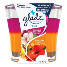 Glade Pink/Orange Vanilla Passion Fruit & Hawaiian Breeze Scent Air Freshener Candle