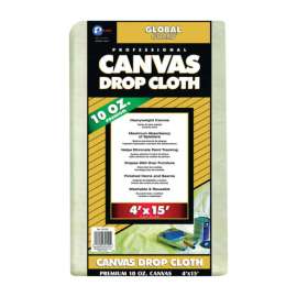 Premier GlobalGuard 4 ft. W X 15 ft. L 10 oz Professional Grade Canvas Drop Cloth 1 pk