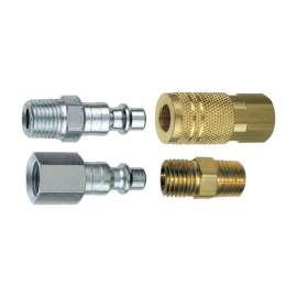 Tru-Flate Brass/Steel Air Coupler and Plug Set 1/4 in. Female 4 pc