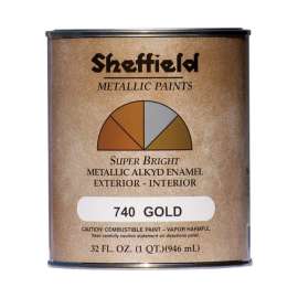 Sheffield Gloss Gold Medium Base Metallic Paint Exterior and Interior 1 qt