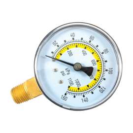 Forney Plastic Bottom Mount Air Pressure Gauge 1/4 in. NPT 160 psi 1 pc