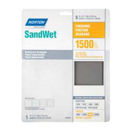 Norton SandWet 11 in. L X 9 in. W 1500 Grit Aluminum Oxide Waterproof Sandpaper 5 pk