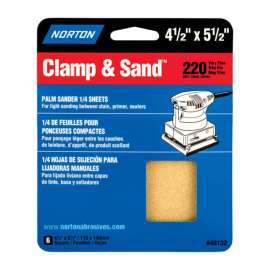 Norton Clamp & Sand 5-1/2 in. L X 4-1/2 in. W 220 Grit Aluminum Oxide 1/4 Sheet Sandpaper 6 pk