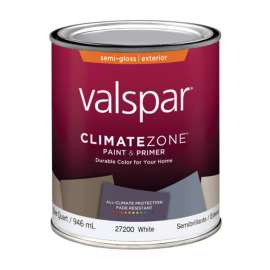 Valspar Climate Zone Semi-Gloss White Paint and Primer in One Exterior 1 qt